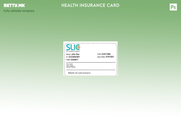 Модерен стил Шаблон за картичка за здравствено осигурување во Шри Ланка